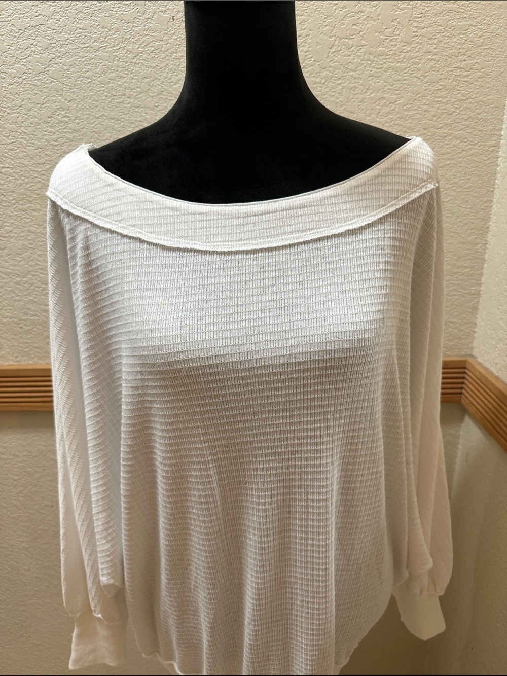 Free People Cloud Knit Waffle Knit Boatneck Top Size M NWT